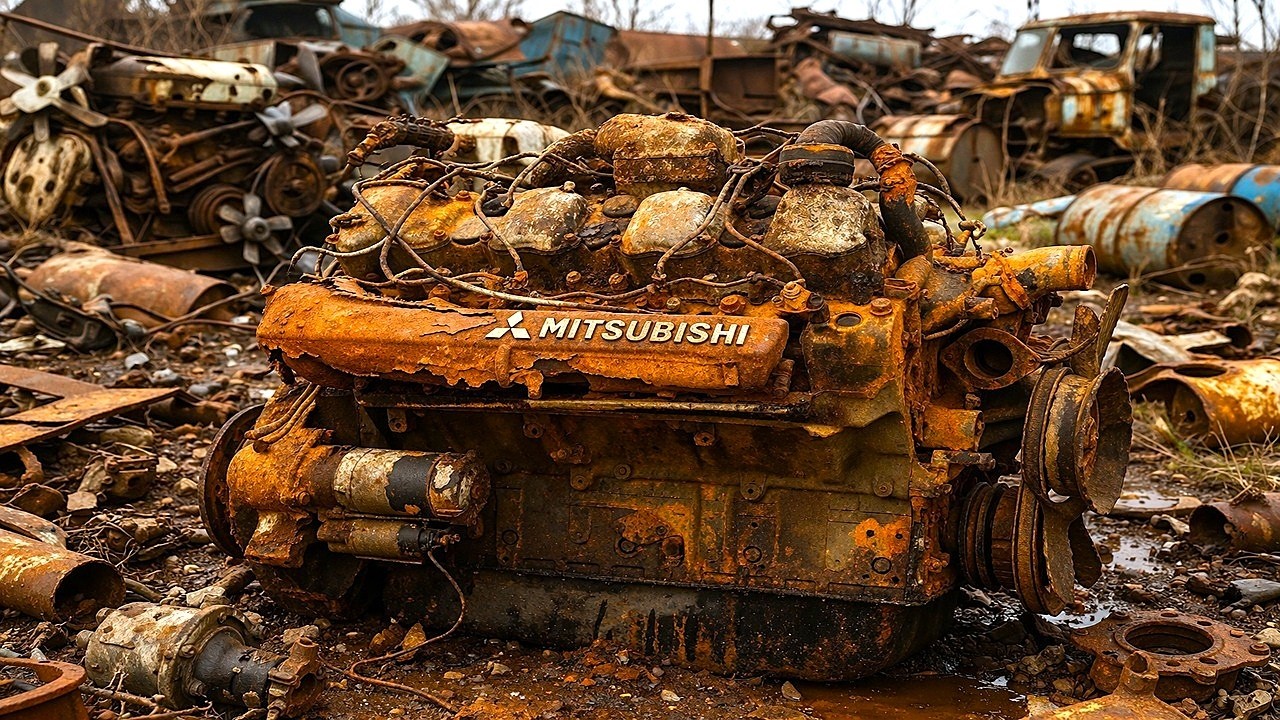 Full Restoration of Rusted Mitsubishi V8 Engine &ndash; Complete Rebuild from Scrap to Power