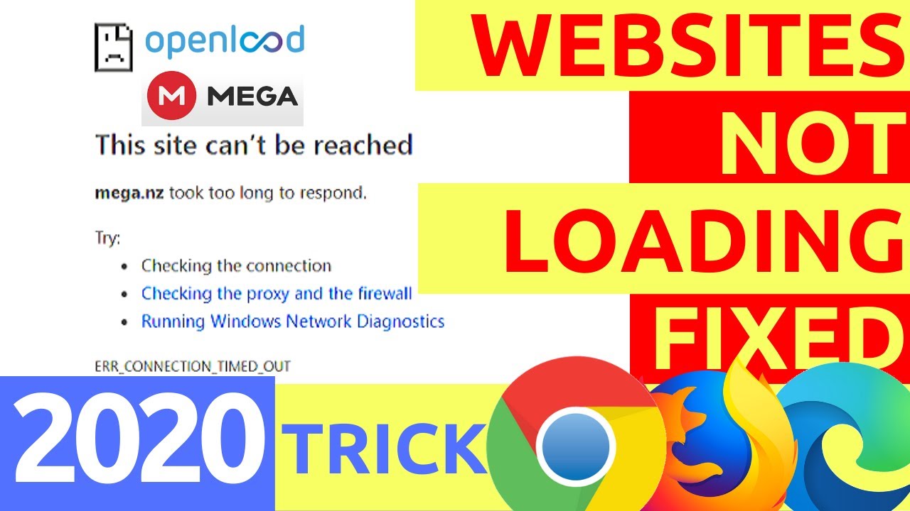 Openload.co / Mega.nz Not Loading & Buffering Fix | This Site Can't Be Reached Chrome Error | 2019