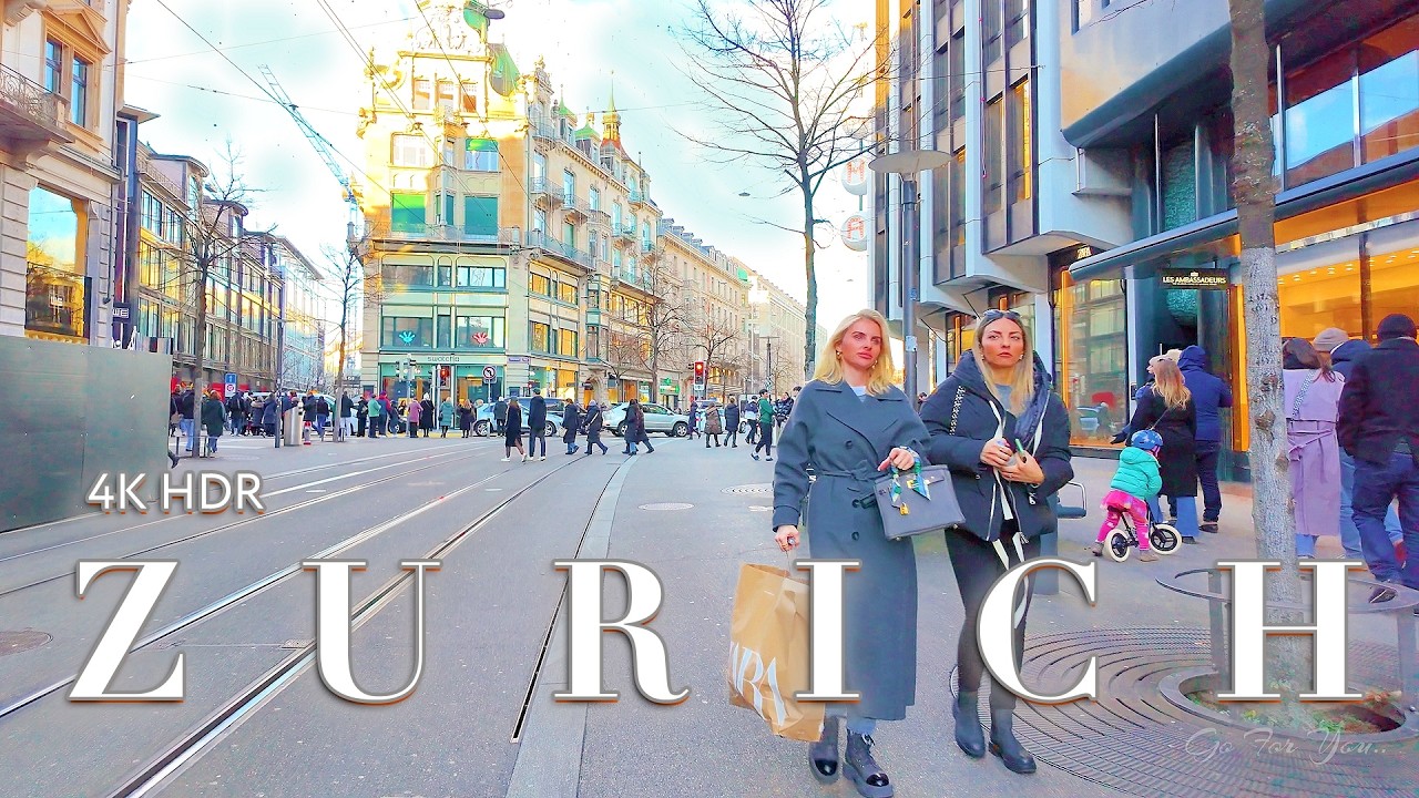 ZURICH SWITZERLAND 🇨🇭 Most famous places in city centre Currently Walk around Bahnhofstrasse 4K