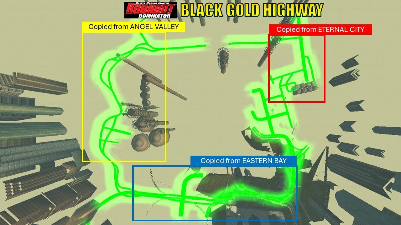 Burnout Dominator's Black Gold Highway is a Frankenstein of Burnout Revenge Tracks