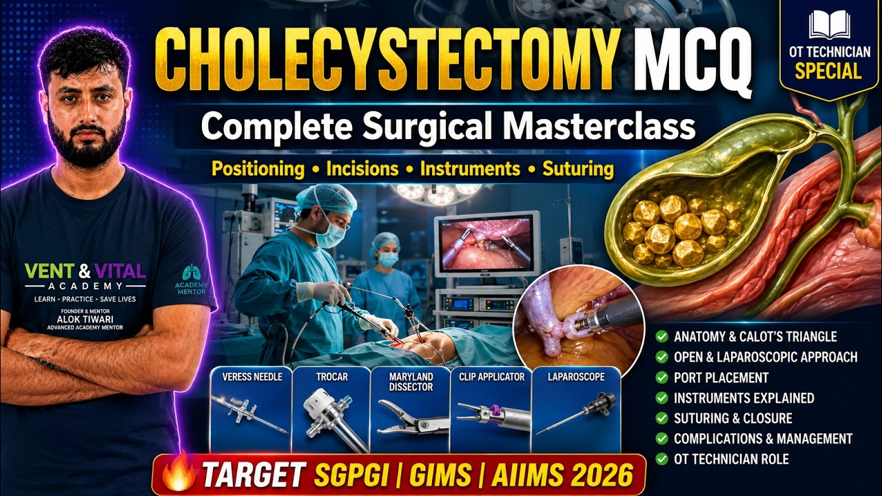 Target SGPGI 2026 🚀 Cholecystectomy Complete Surgical Procedure for OT Technicians Masterclass MCQ.