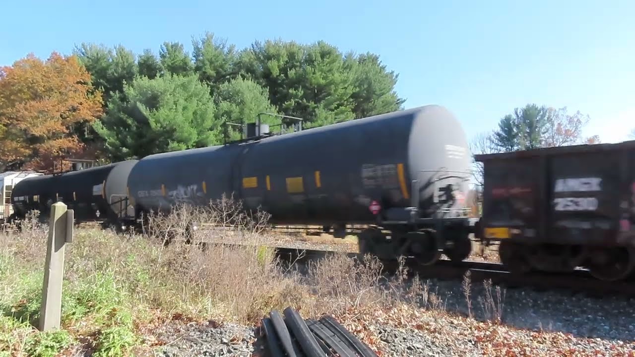 CSX mix freight train in Clinton, Ohio on November 2, 2024