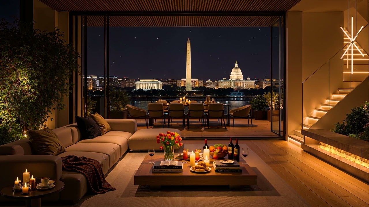 Late Night Jazz 🌃 Cozy Apartment in Washington, DC 🎷 Ethereal Jazz Saxophone Music for Relax & Sleep