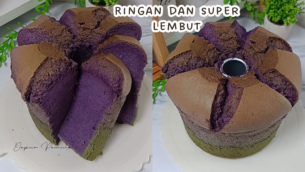 CAKE SELEMBUT SPONS ‼️ TARO CHIFFON CAKE ! SEMUA ORANG PASTI SUKA