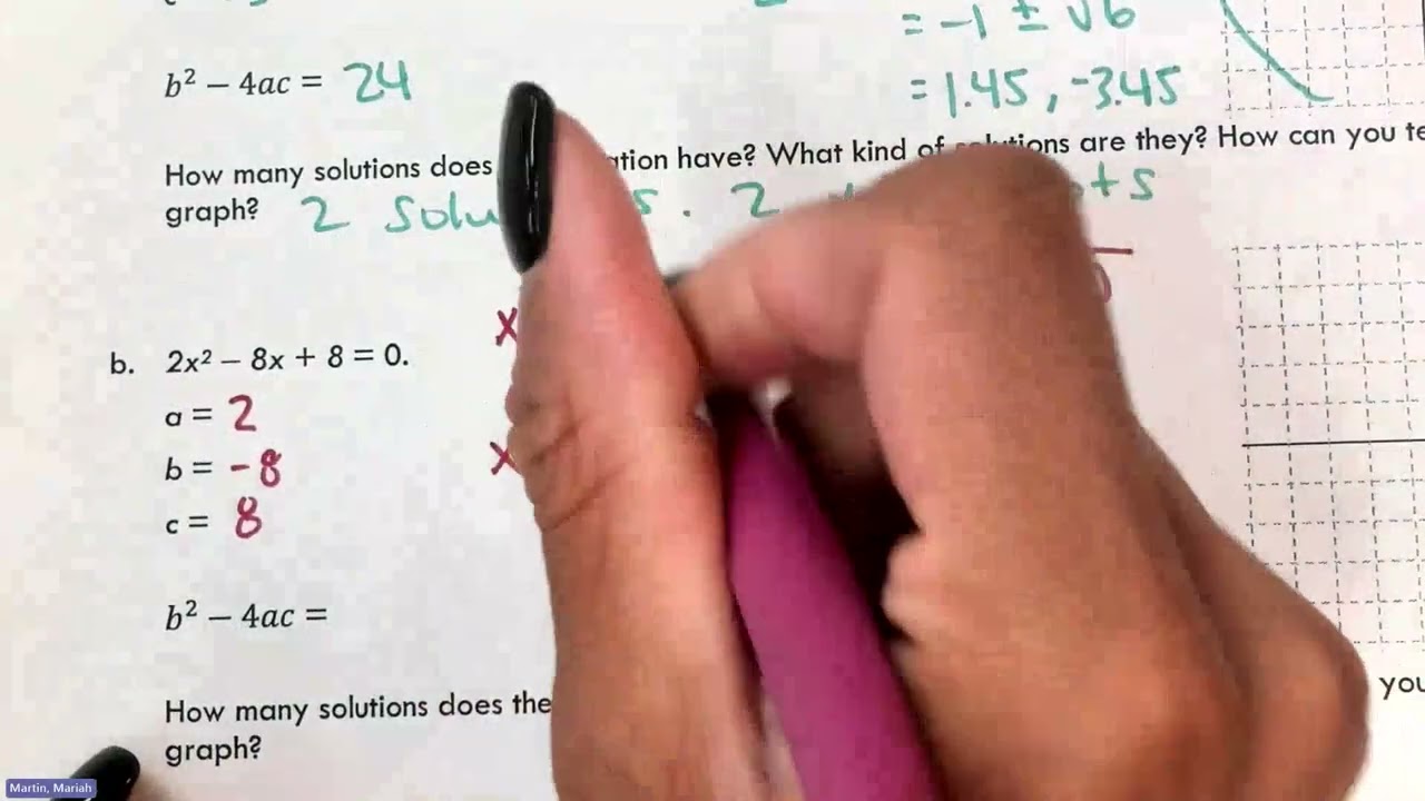 Alg 2 - Quadratic Formula with imaginary Numbers