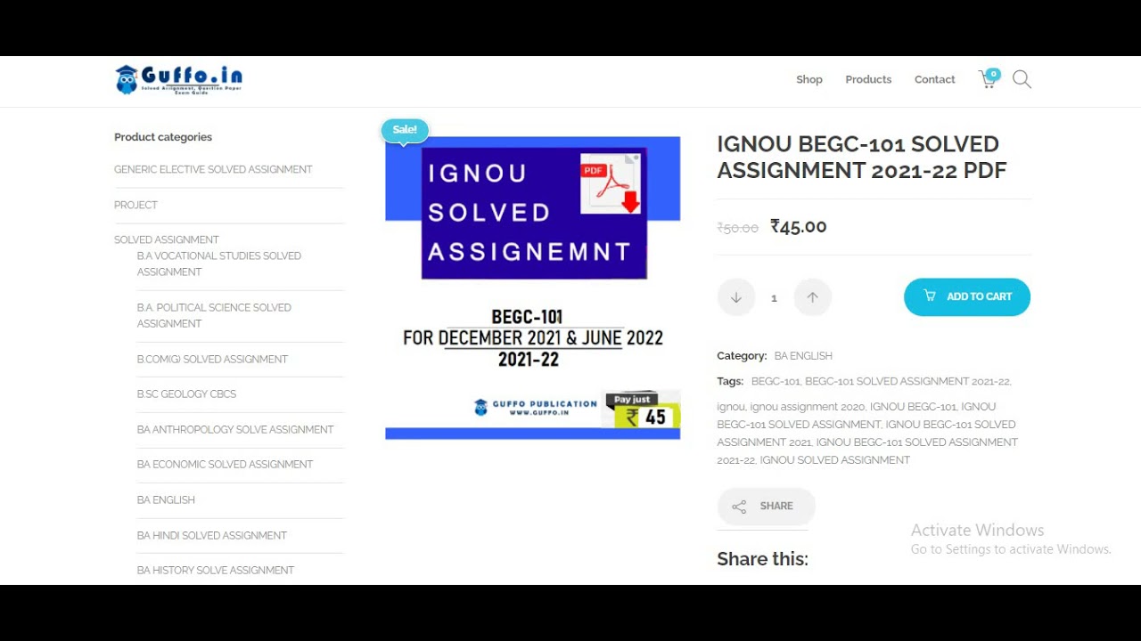 IGNOU BEGC-101 SOLVED ASSIGNMENT 2021-22 | GUFFO