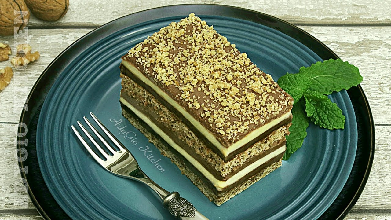 Prajitura Snagov cu nuca si crema de vanilie cu ciocolata | Adygio Kitchen