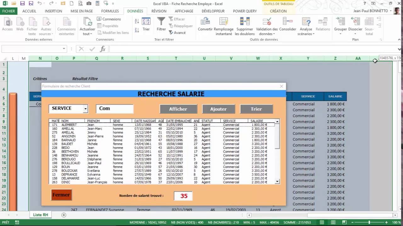 Excel VBA - Créer un  Formulaire de recherche Multi-critères