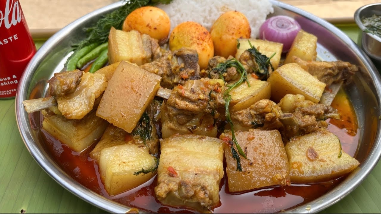 Pork curry eating with rice 🔥pork Mukbang 