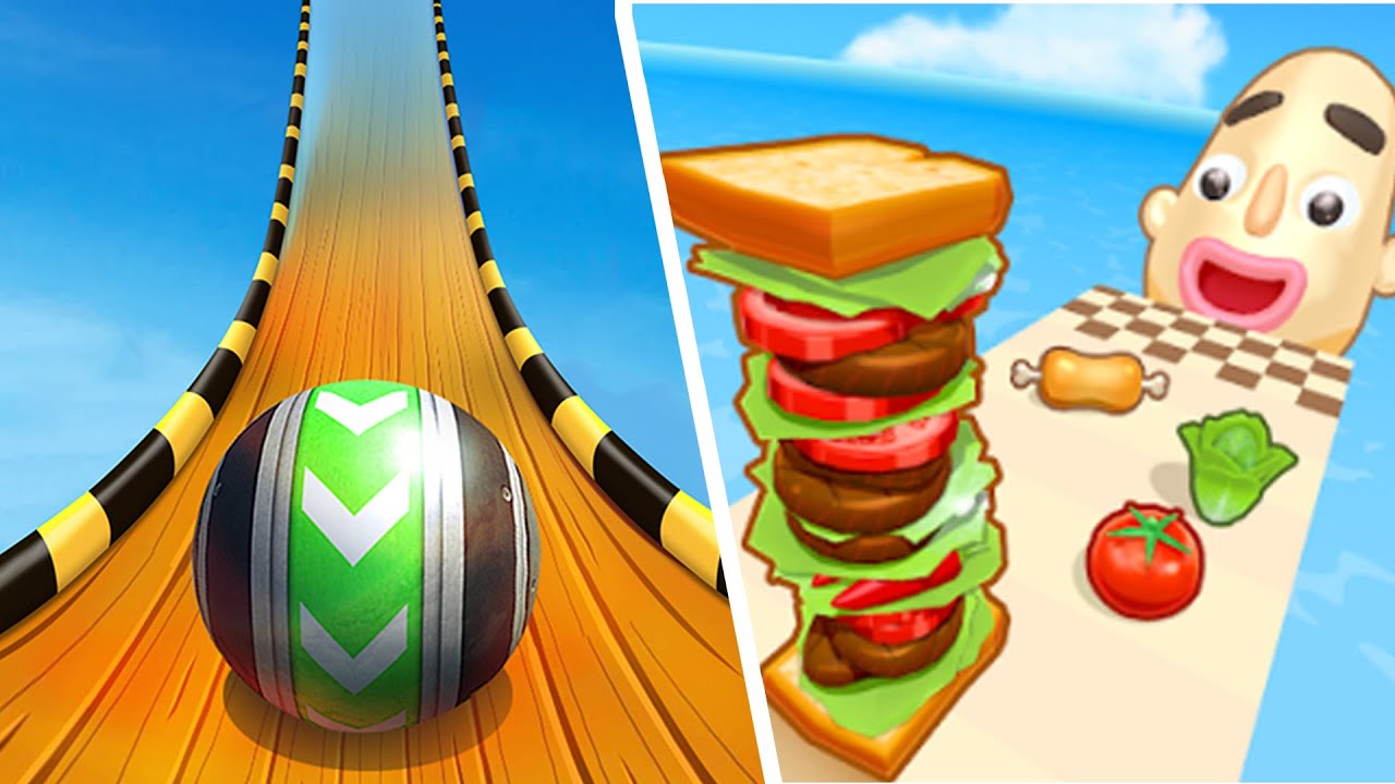 Sky Rolling Ball 3D Vs Sandwich Runner - All Levels Gameplay Android, iOS ( Part 12 ) NEW UPDATE