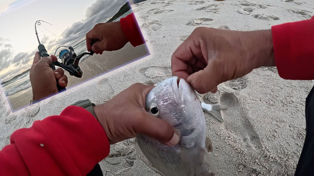 Fishing on crazy weather off the beach