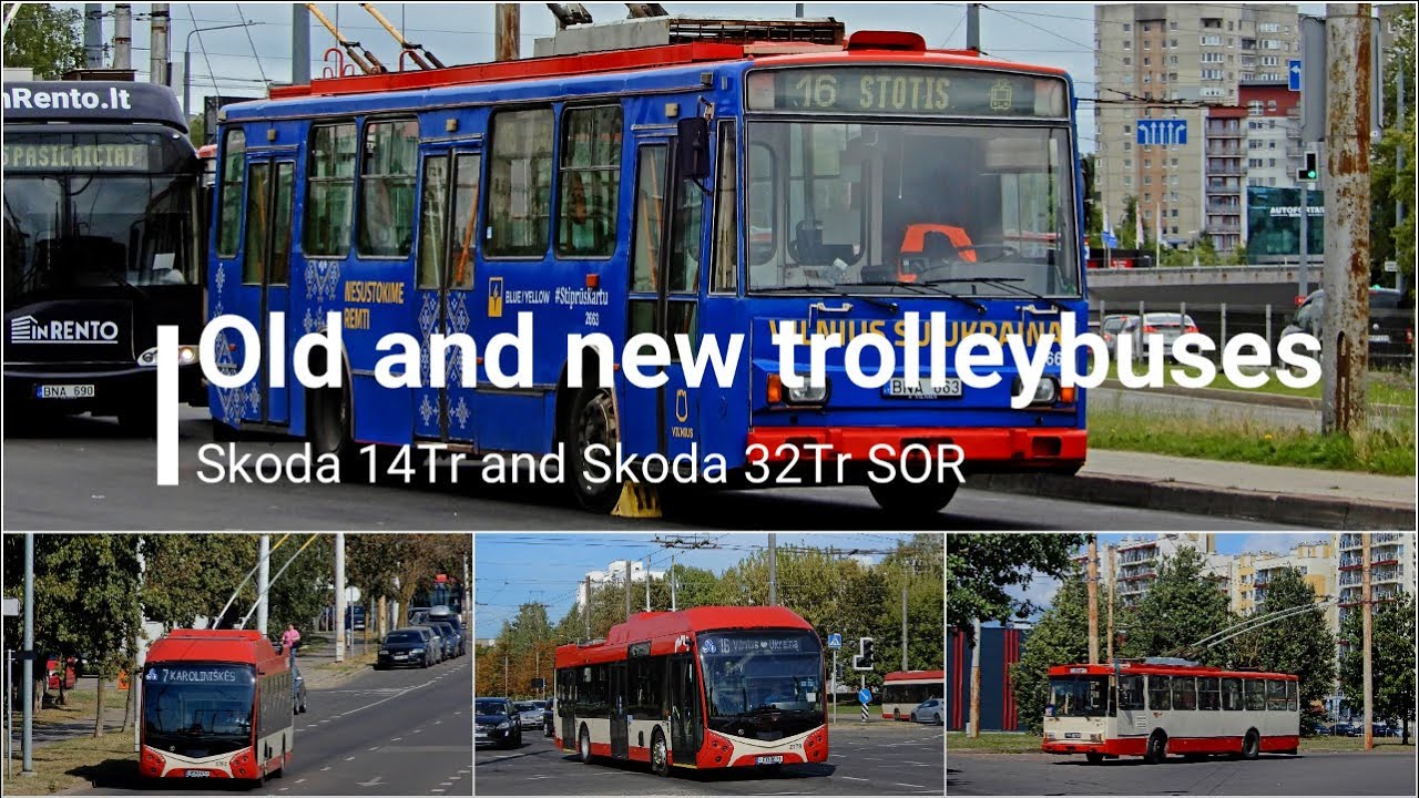 Old and new trolleybuses: Skoda 14Tr and 32Tr SOR in Vilnius (2024 Sept)