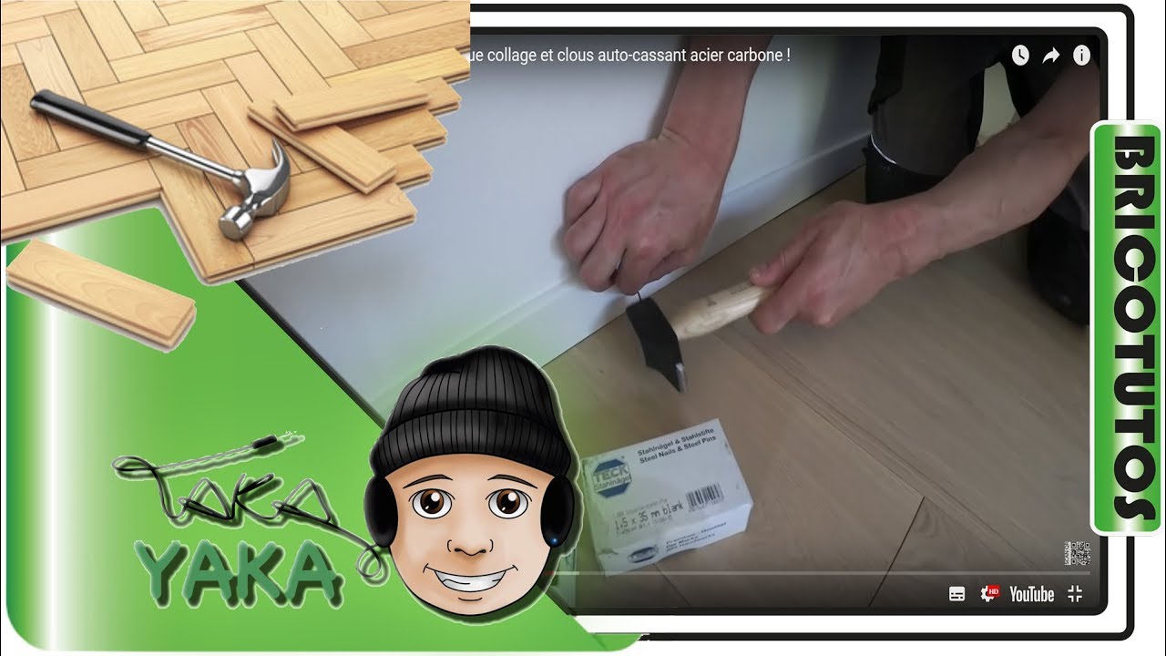 17/20 ⏩ Plinthes parquet ,  technique collage et clous auto-cassant acier carbone !