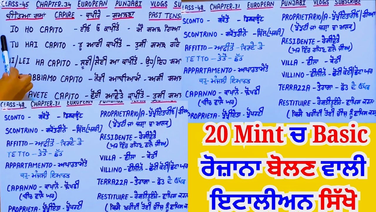 Learn 🌍✈️ Italian Basics in punjabi 🚀- Start Speaking Today! 📚 #learnitalian #italianlanguage
