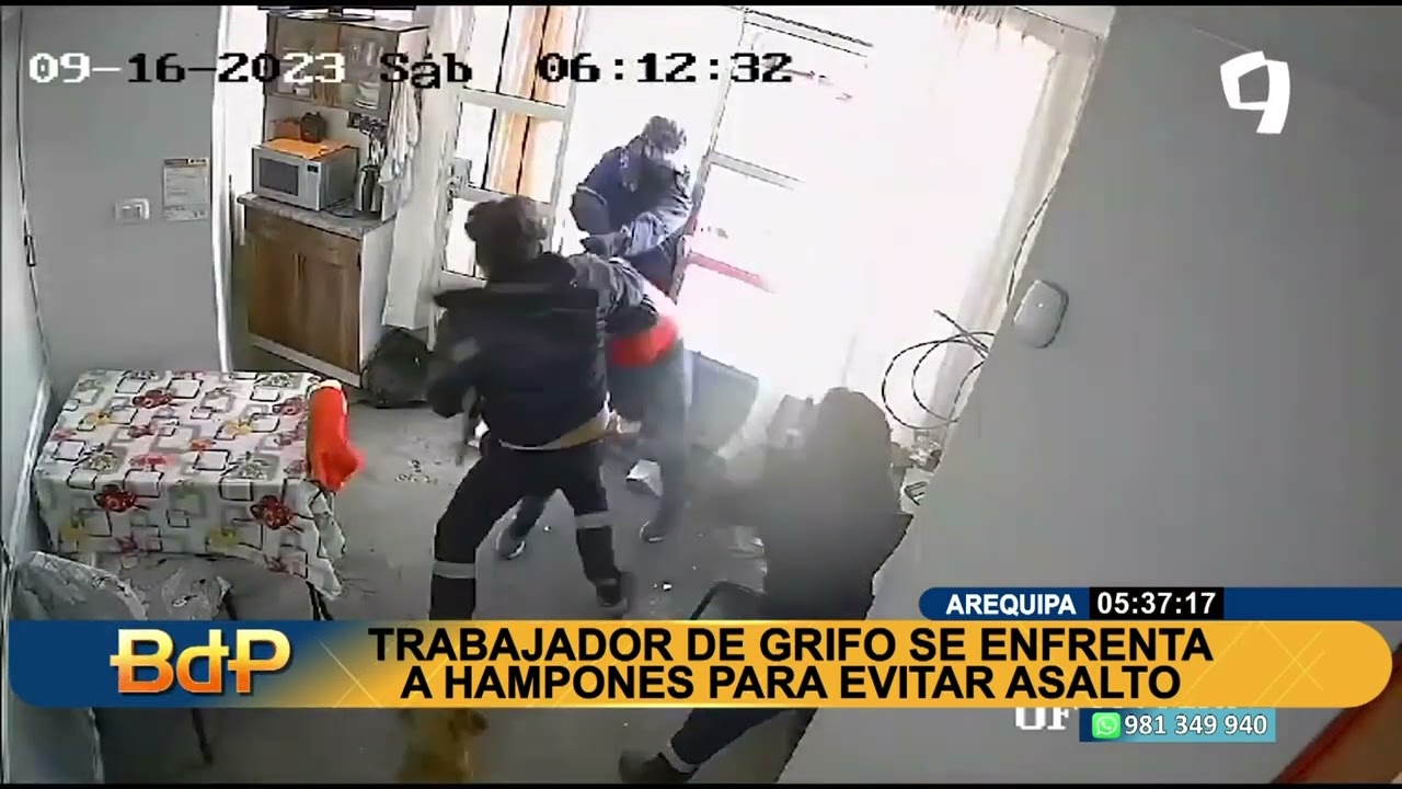 Arequipa: trabajador de grifo frustra asalto tras abalanzarse contra delincuentes armados
