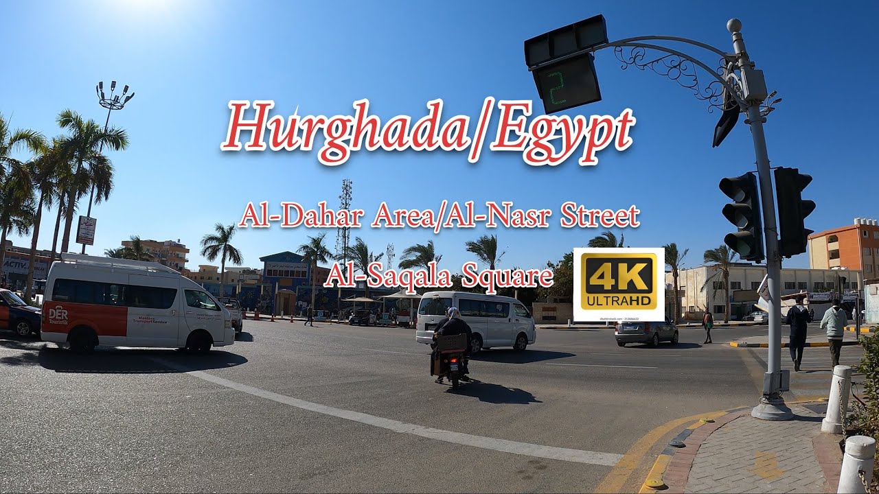 Hurghada,Egypt,Walking tour in aldhar area,alnasr street,alsaqala square,4K