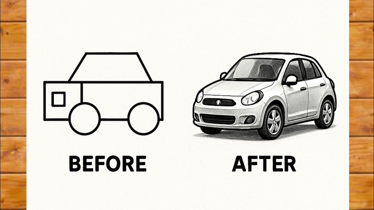 Car Drawing Easy With shapes || Easy Car Drawing Step by Step || Car Drawing for beginners