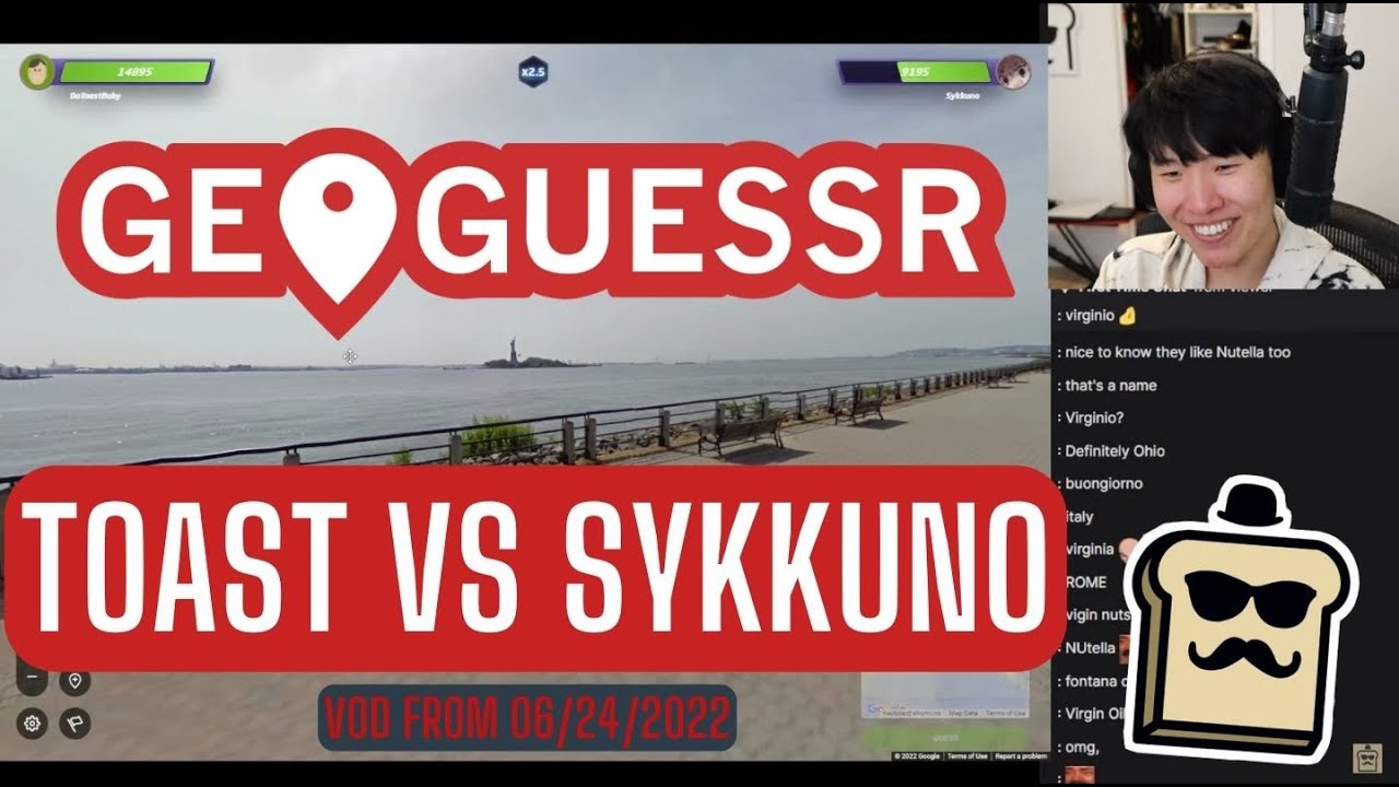 DISGUISED TOAST PLAYS GEOGUESSR VS SYKKUNO! DAILY MINI GAMES. VOD FROM 06/24/2022