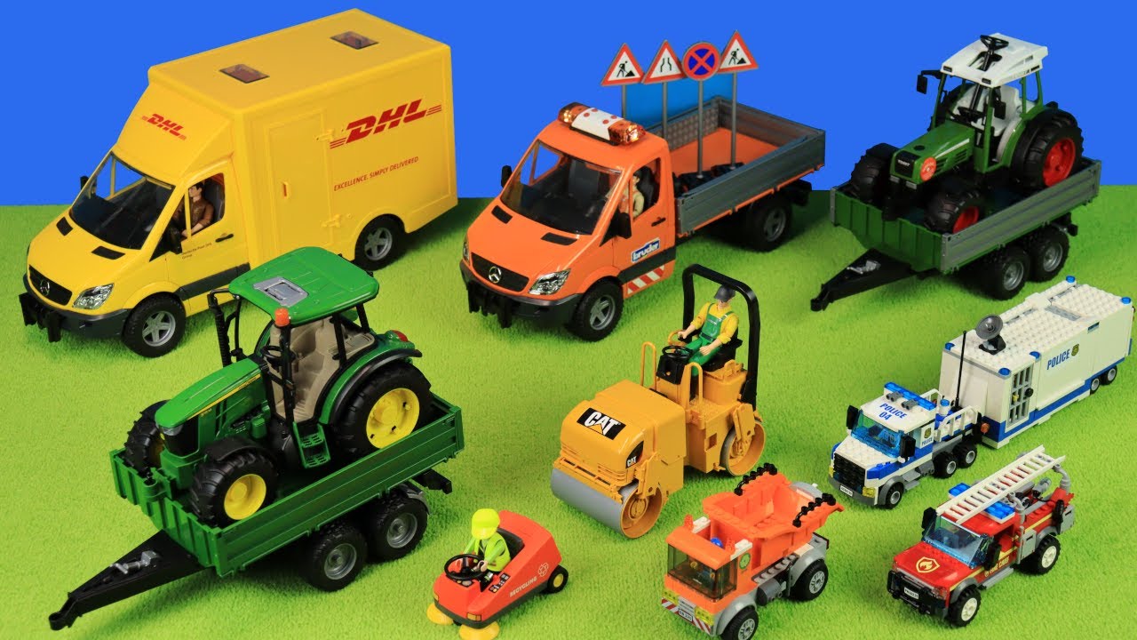 Kinderfilm Spielzeug, Bruder, Playmobil, Lego, Bagger, Traktor, Hausbau, Spielen macht Spaß