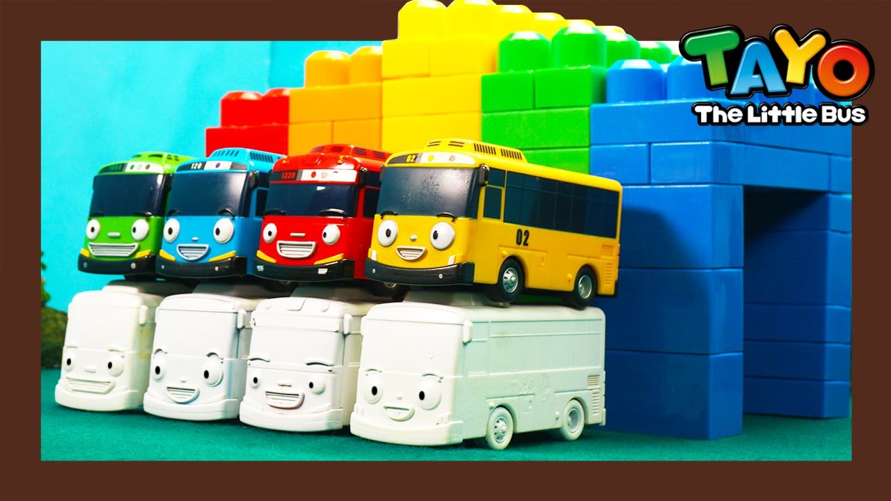 Puente arcoíris I Aprende colores l Vehículos pesados Lego Play l Tayo el pequeño autobús