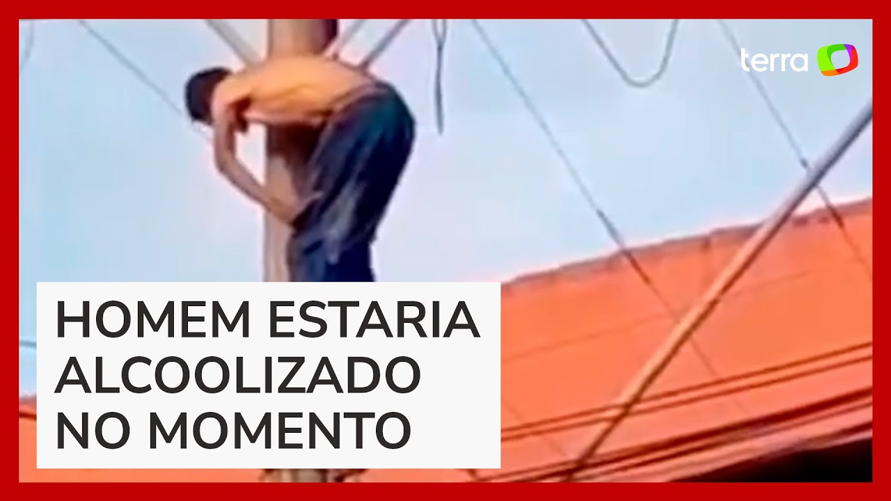 Homem toma choque ap&oacute;s subir em poste de energia em Guarapari (ES)