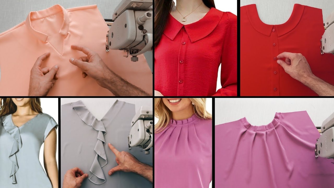 [ 4 ] Amazing Ways to design different necks for your outfits 💯 sewing technique ❤️