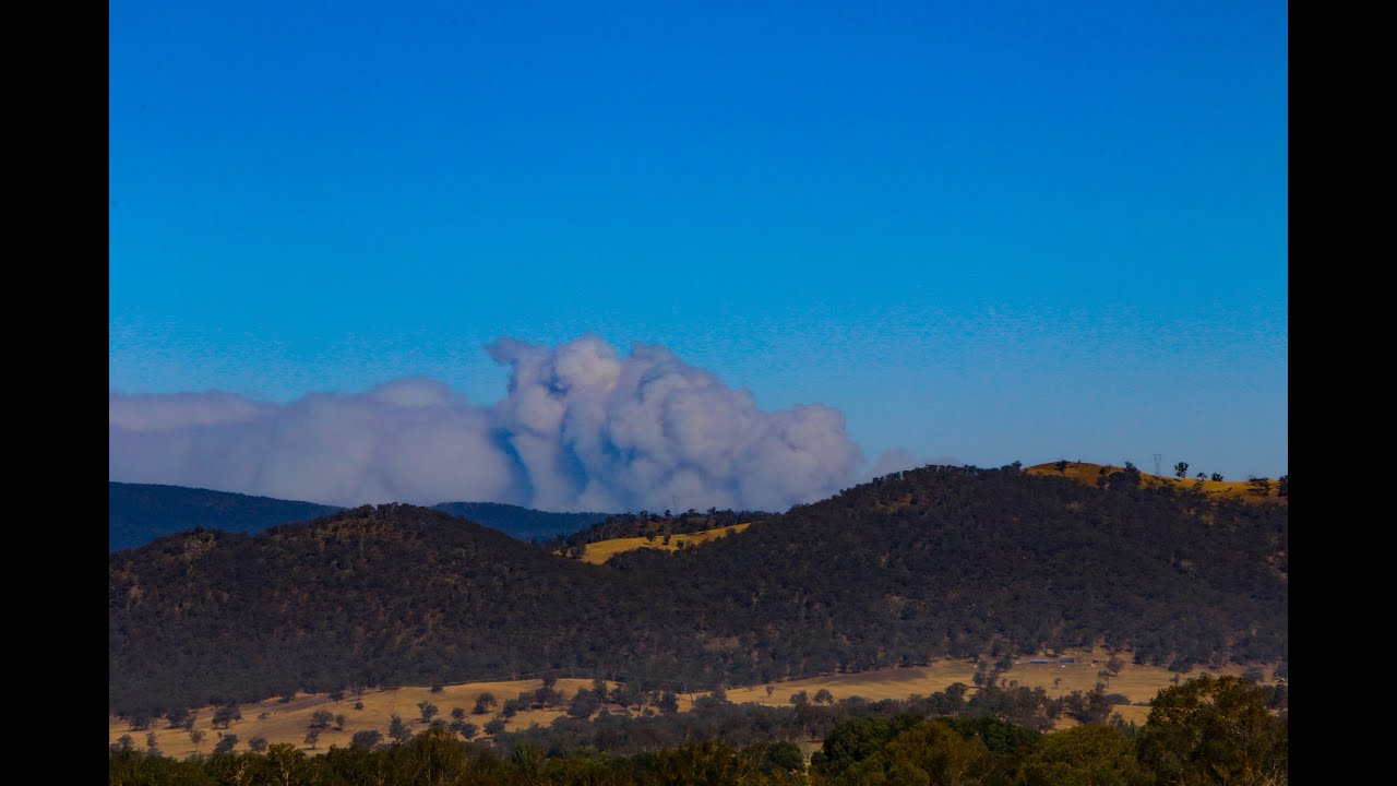 Monaro Plains Bush Fire Clouds seen on Monday 03-02-2020