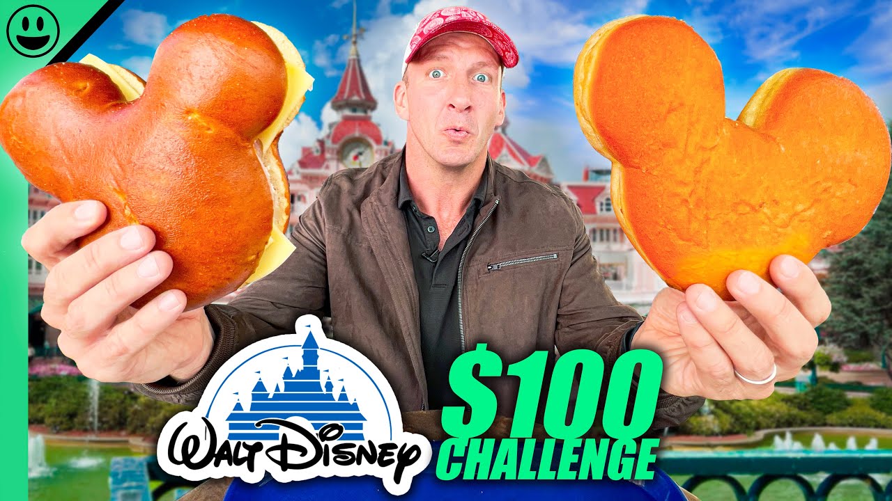 $100 Disney Food Challenge in PARIS!! Most Expensive Food in Europe!!