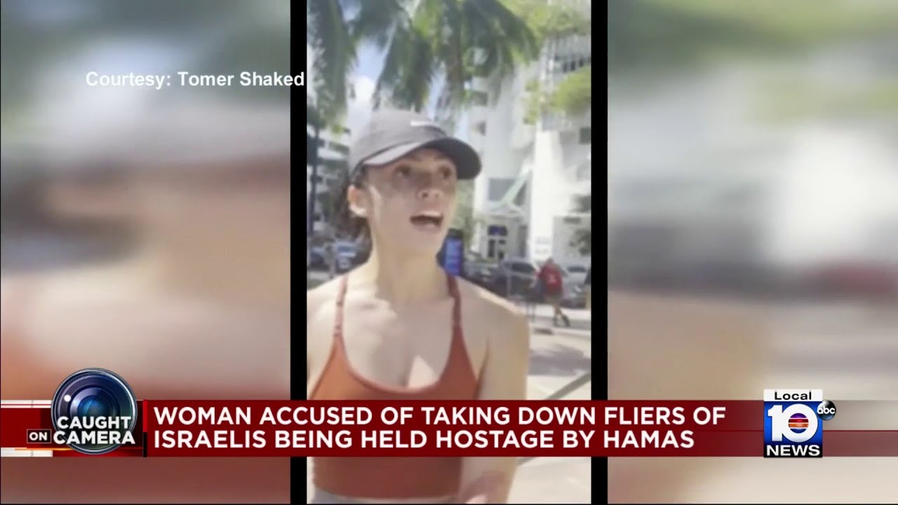 Woman accused of ripping down fliers of missing Israelis at Miami park