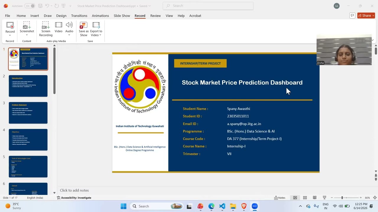 Stock Market Price Prediction Dashboard | Term Project-I | IIT Guwahati