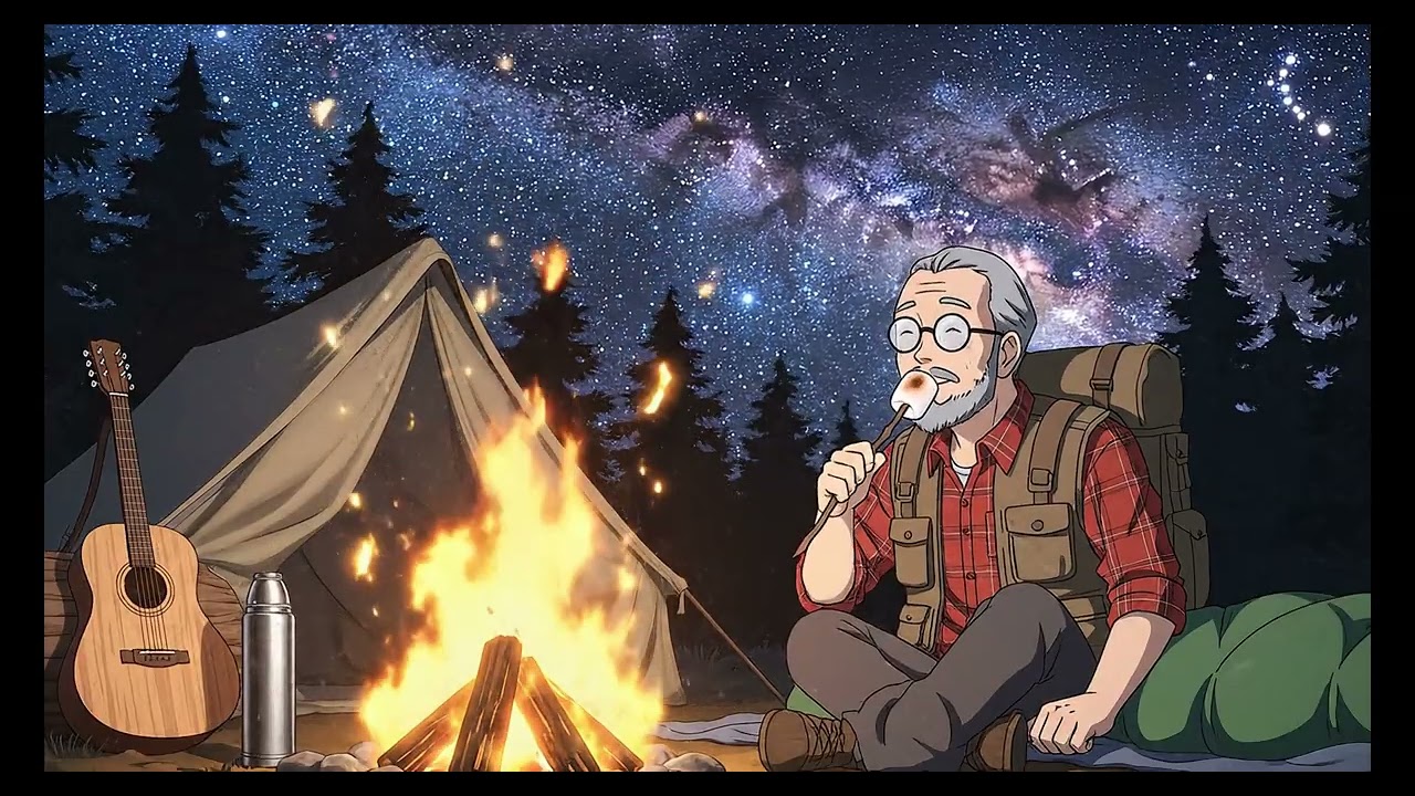 Cozy Camping Lofi ⛺ Crackling Fire & Soft Beats for Sleep [Night Ambience]