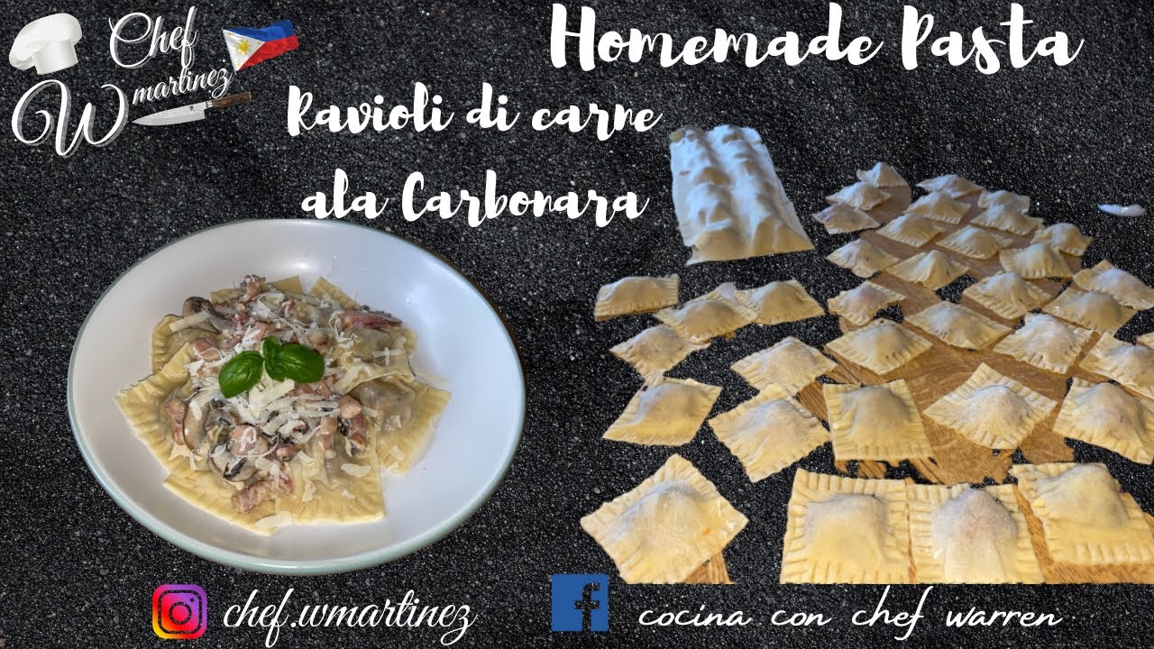 RAVIOLI di carne ala carbonara