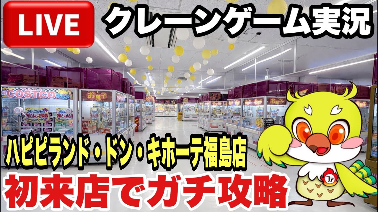 【クレーンゲームLIVE】実店舗で生配信！ハピピランド ドン・キホーテ福島店でガチ攻略！初来店でどこまでやれるか！？