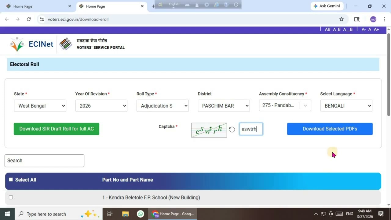 SIR DELETE AND Under adjudication stamp voter list download __@@