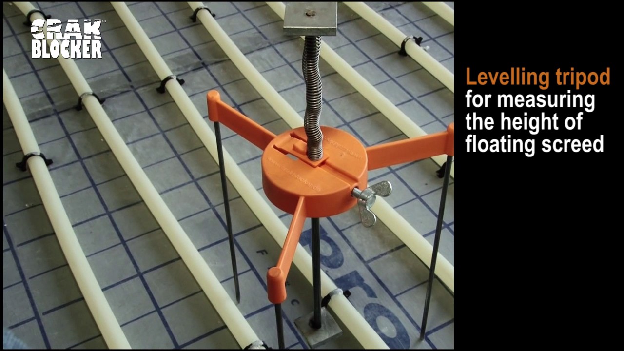 screed tripod measuring the height of floating screed - EN Crak Blocker