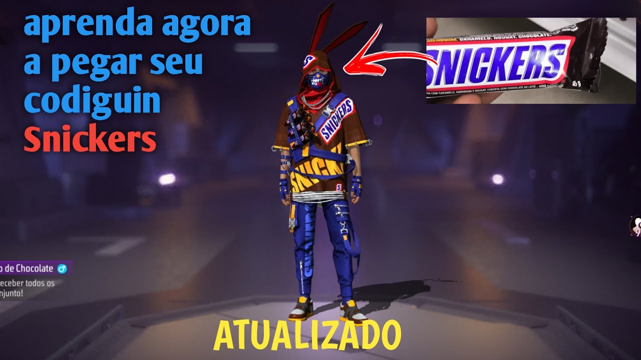 passo a passo de como Pegar e resgatar o codiguin SNICKERS NO FREE FIRE Atualizado!