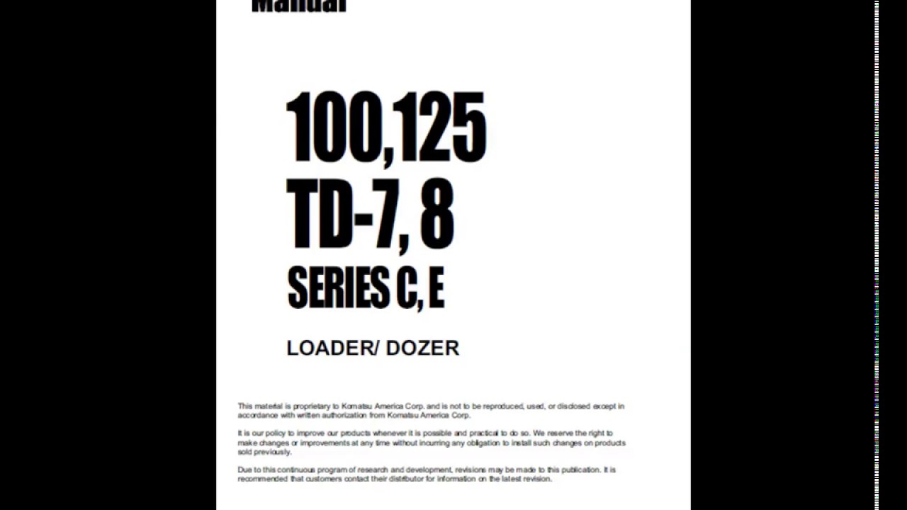 Komatsu Dresser TD7C, TD7E, TD8C and TD8E Dozer Service Manual