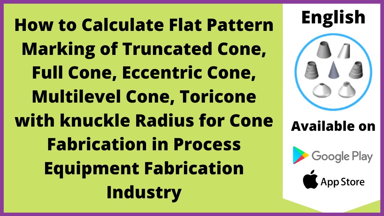 How to Calculate Flat Pattern Marking of Truncated Cone, Eccentric Cone, Toricone |English|Let'sFab
