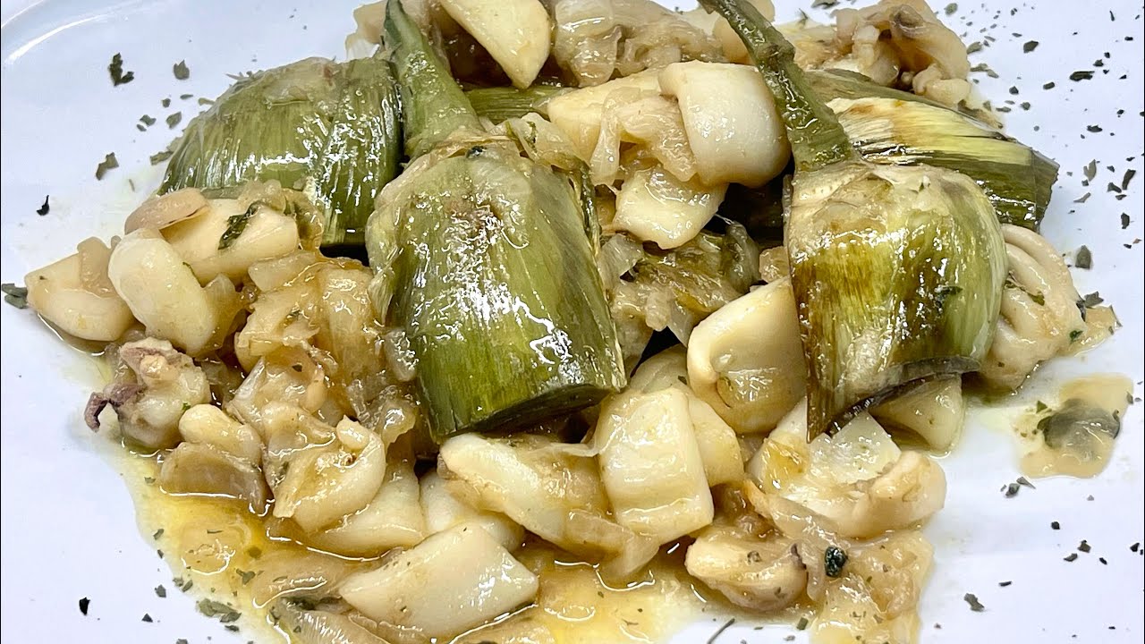 ALCACHOFAS GUISADAS CON SEPIA O CALAMARES 😋TIERRA Y MAR EN UN PLATO 👌👌