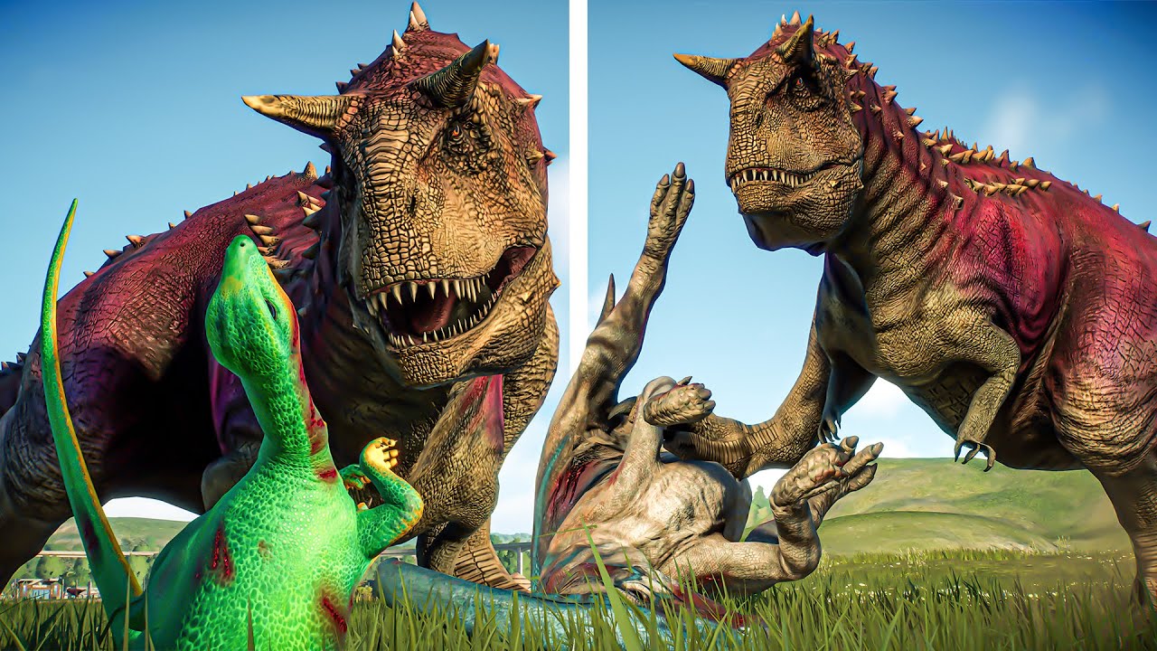 Disney Carnotaurus Best Hunt & Fight animations | Jurassic World Evolution 2 Mods