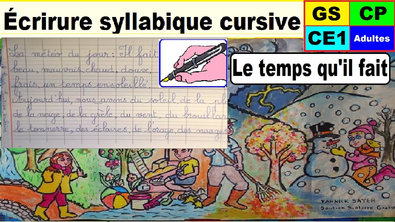 Cahier d’écriture sur la météo du jour : cp ce1 ce2 cm1 cm2