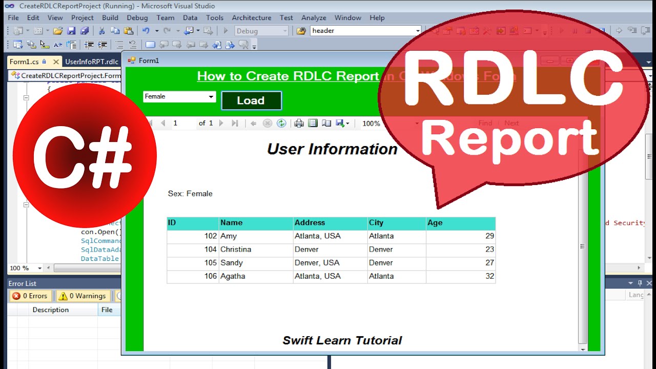 RDLC Report c#. How to create RDLC Report in c# with SQL Server Step By Step