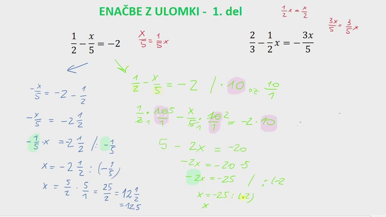 Enacbe z ULOMKI, 9. r - 1. del