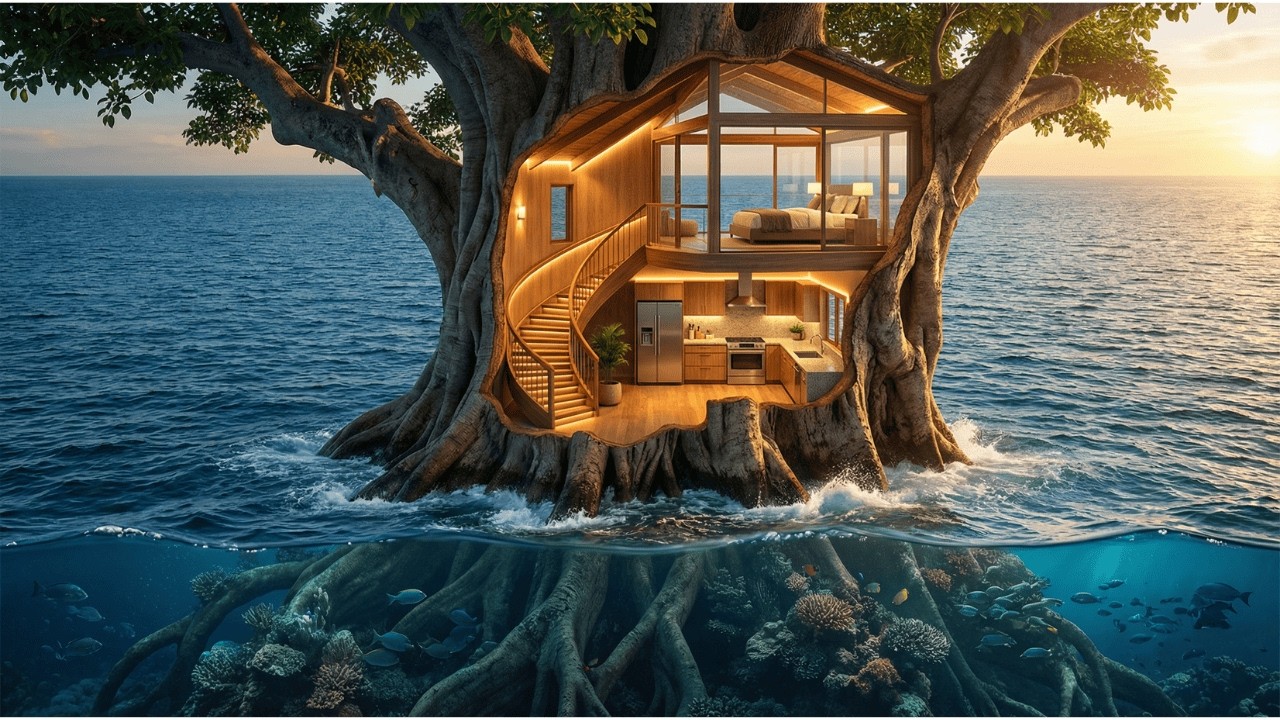 World's Most Unique Island House: Inside a Giant Tree – Building a secret base