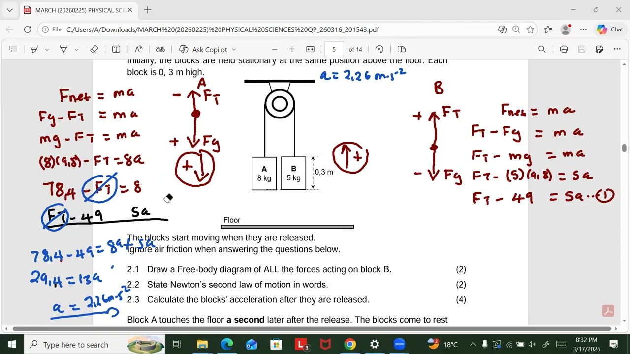 Grade 12 Newtons Second Law kzn March Control test 2026