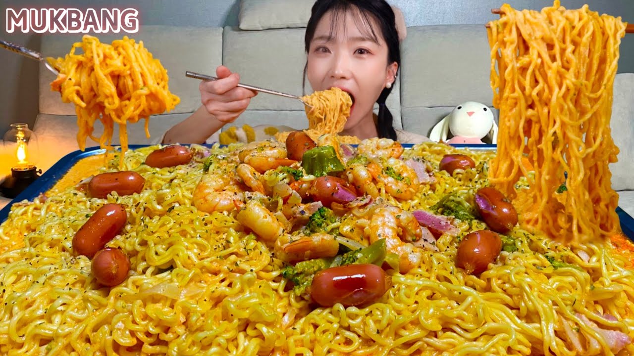 입 안에 촵촵❗️매콤하고 꾸덕한 틈새라면 투움바 파스타 Korean Spicy Ramen Toowoomba Pasta Mukbang  Eating show Real mukbang