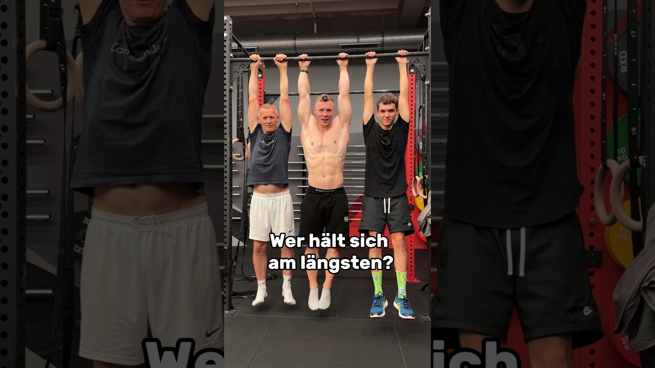 Wer kann am l&auml;ngsten h&auml;ngen? Bodybuiler, Fussballer und Nichtsportler!💪🏻 #gym #challenge #muskeln
