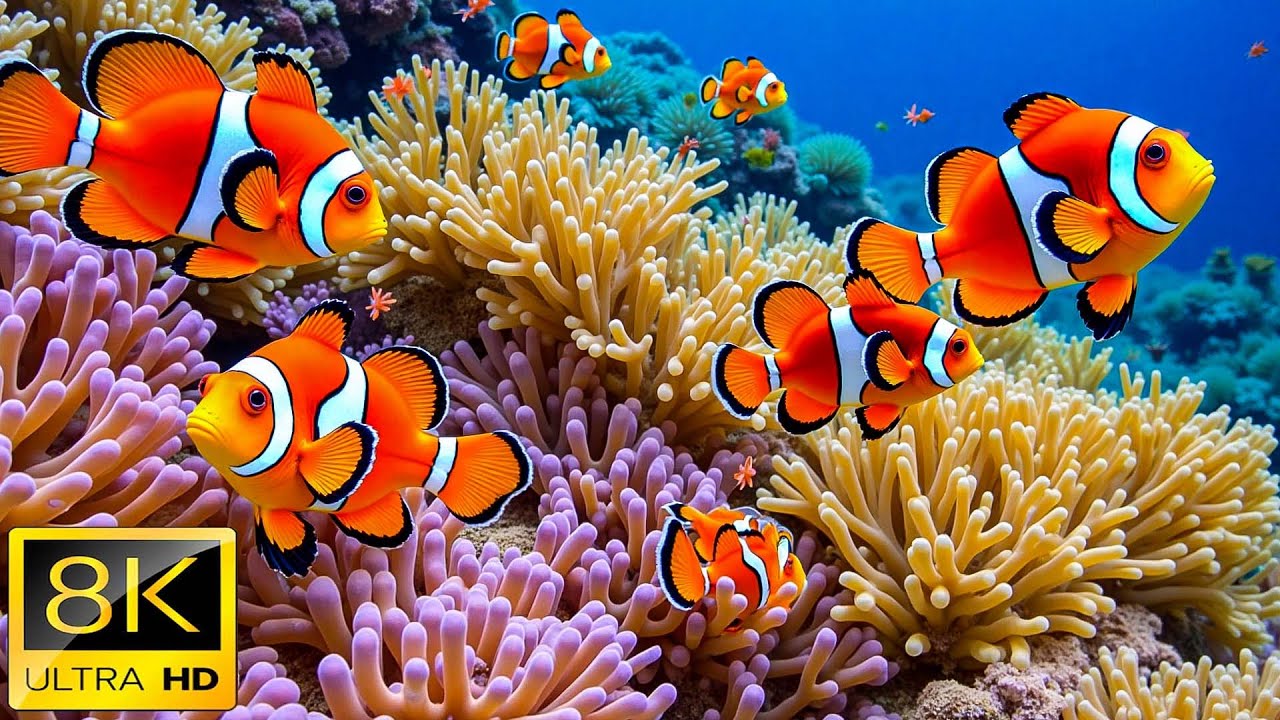 Подводные чудеса в разрешении 8K – Рыбки Немо и красочные рифы 🐠 Идеальное расслабление