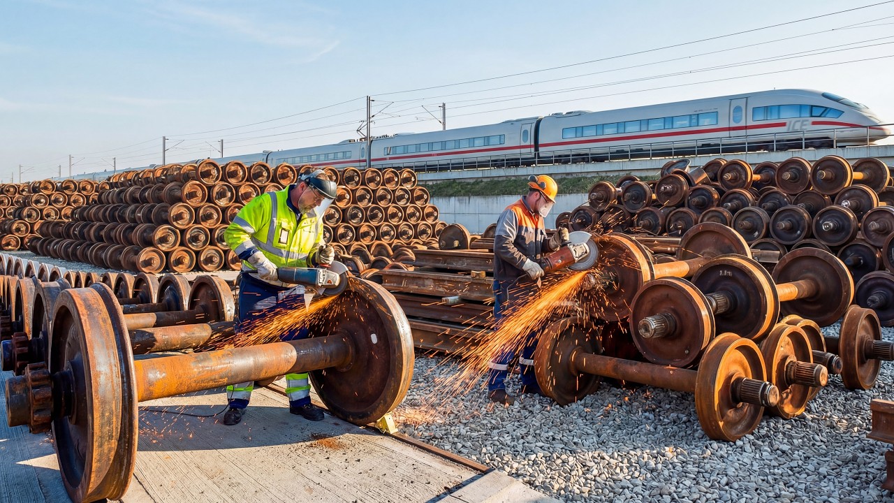 Incredible Factory Process of Recycling Scrap Train Wheels into High-Performance Industrial Parts