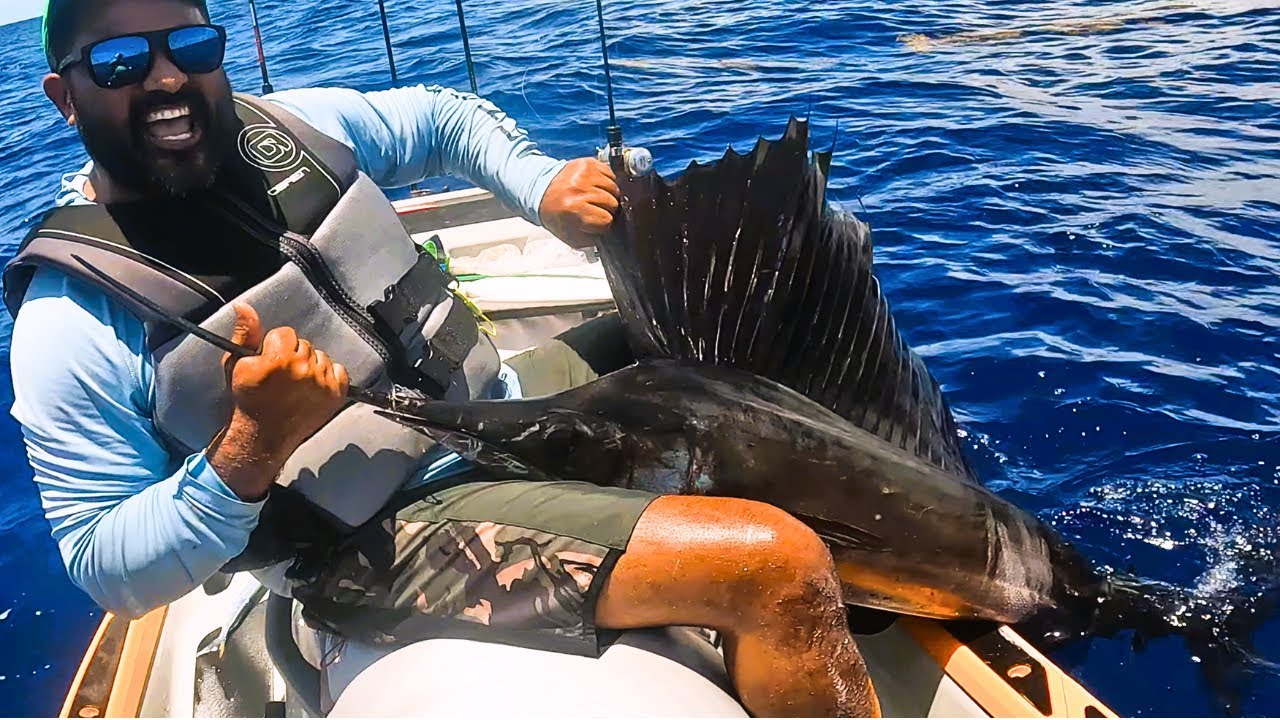 Offshore Fishing  in Rough  Waters with my Son from a Jet Ski.